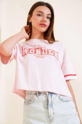 Wonder Baskılı T-Shirt Pembe - Yeni Giyim