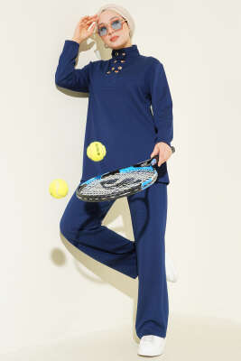 Yaka Gold Düğmeli Loyşa İkili Takım Lacivert