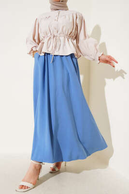 Yandan Cepli Basic Etek Indıgo - Etek