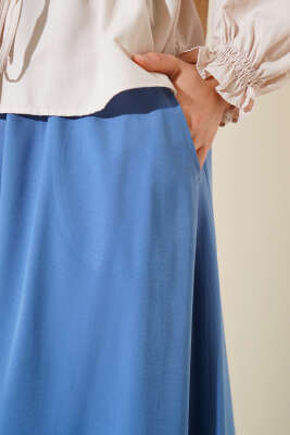 Yandan Cepli Basic Etek Indıgo - Etek