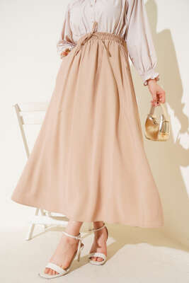 Yandan Cepli Basic Etek Latte 