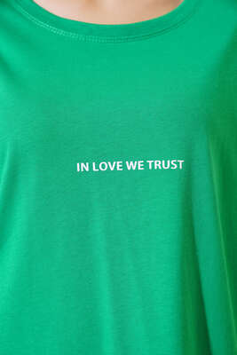 Yandan Yırtmaçlı T-shirt Yeşil - Yeni Giyim