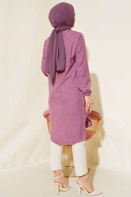Yanları Taş Detaylı Tunik Lila - Tunik