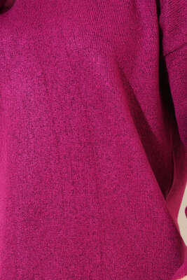 Yanları Yırtmaçlı Yumoş Triko Tunik Mürdüm - Triko Tunik