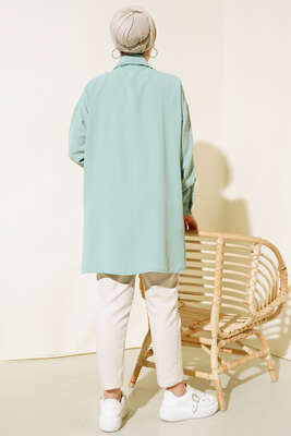 Yarım Fermuarlı Yakalı Tunik Mint - Tunik