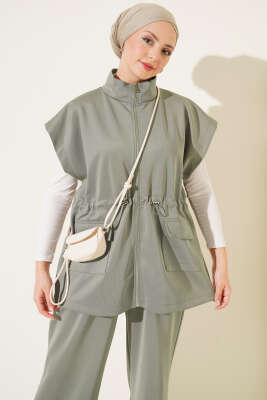 Yelekli Bel Tünelli Scuba Takım Haki - İkili Takım