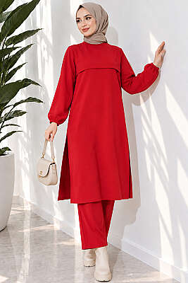 Yırtmaçlı Uzun İkili Takım Kırmızı - 300-500 TL Ürünler
