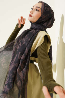 Zebra Desen Şal Siyah Kahve 